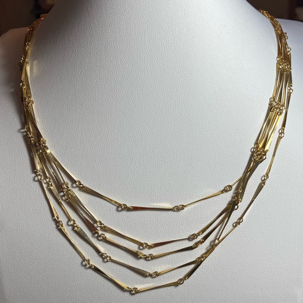 Vintage Gold-Tone Multi-Strand Bar Link Necklace
